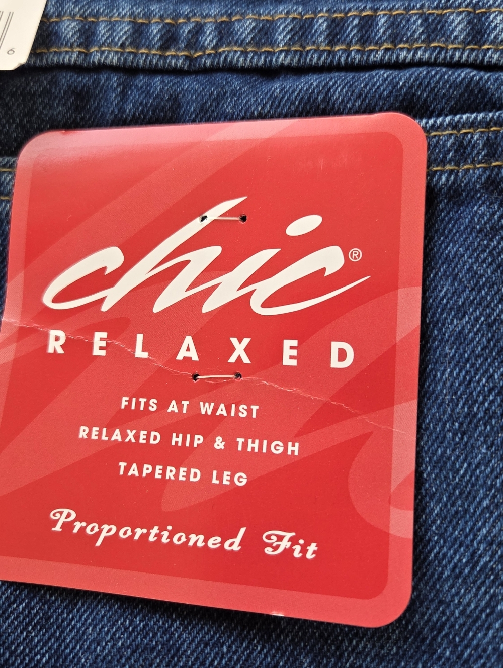 Vtg NWT Chic Relaxed Tapered Leg Jeans 22W Plus Size 100% Cotton High Rise - Picture 2 of 9